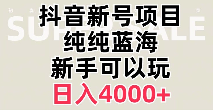 抖音蓝海赛道，必须是新账号，日入4000+【揭秘】-网创学社
